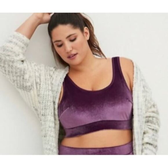 NEW Torrid Women's Bralette Lightly Lined Velour Scoop Neck Bra Purple Size 2X - Picture 1 of 10